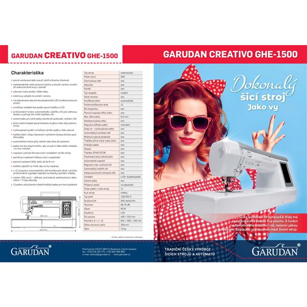 Domácí šicí stroj Garudan Creativo GHE-1500 